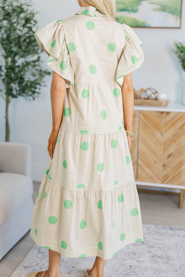 NURSING COLLECTION: Simply Lovely Green Polka Dot Midi Dress