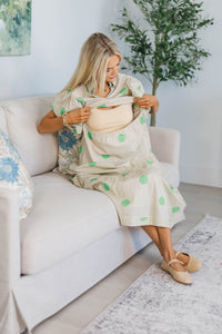 NURSING COLLECTION: Simply Lovely Green Polka Dot Midi Dress