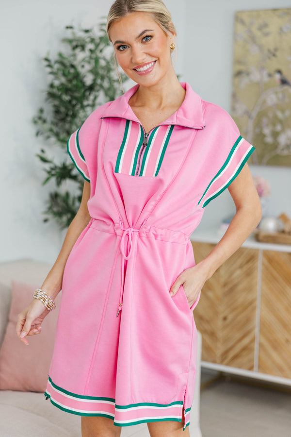 NURSING COLLECTION: Get Up And Go Pink Drawstring Dress