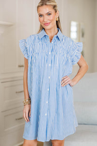 NURSING COLLECTION: On The Way Blue & White Striped Shift Dress