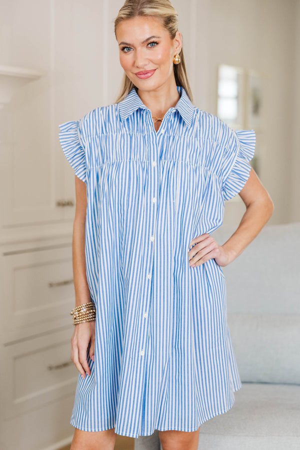 NURSING COLLECTION: On The Way Blue & White Striped Shift Dress