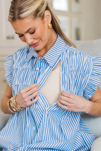 NURSING COLLECTION: On The Way Blue & White Striped Shift Dress