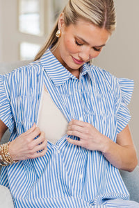 NURSING COLLECTION: On The Way Blue & White Striped Shift Dress