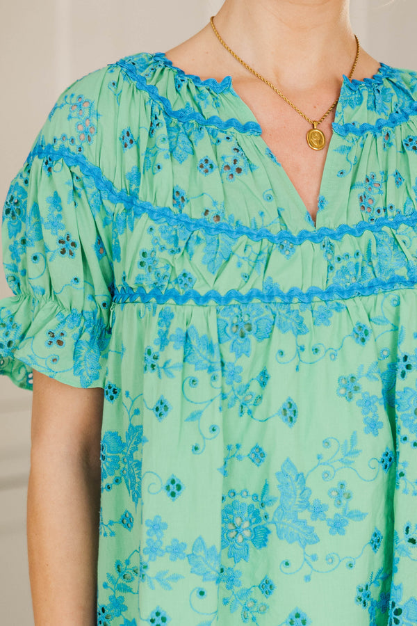 NURSING COLLECTION: Always in Bloom Green Eyelet Dress