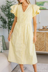 NURSING COLLECTION: Back When Yellow Striped Scalloped Dress