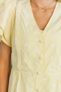 NURSING COLLECTION: Back When Yellow Striped Scalloped Dress