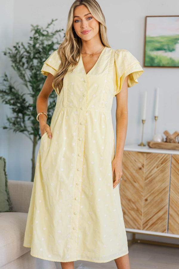 NURSING COLLECTION: Back When Yellow Striped Scalloped Dress
