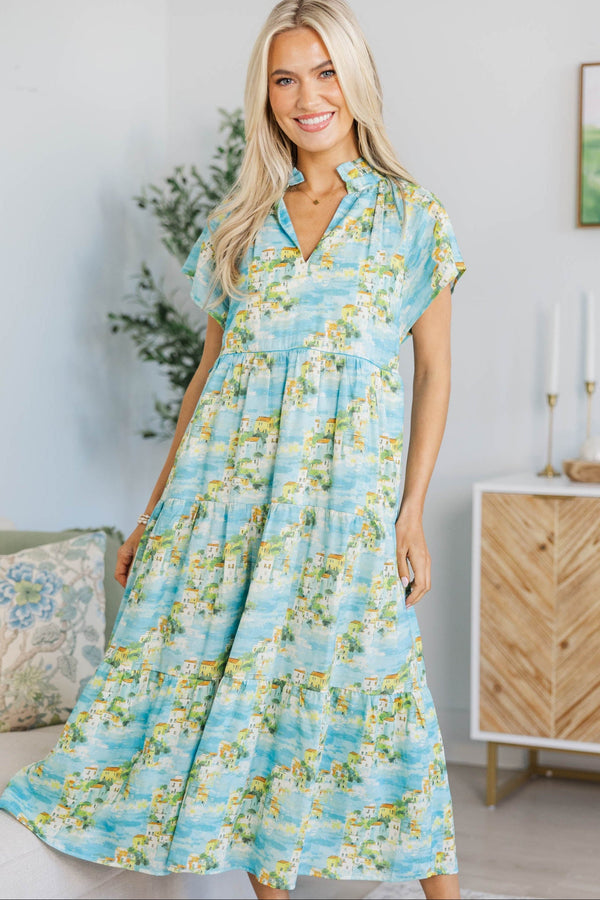 NURSING COLLECTION: In Your Dreams Blue Toile Midi Dress