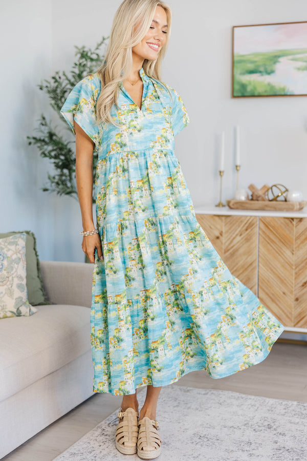 NURSING COLLECTION: In Your Dreams Blue Toile Midi Dress