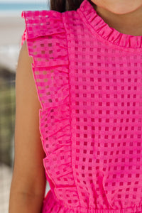 Girls: The Alana Fuchsia Textured Romper
