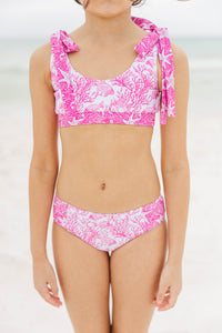 Girls: Bayside Beauty Fuchsia Toile Two Piece Swimsuit