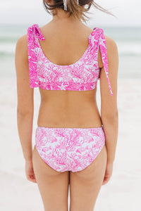 Girls: Bayside Beauty Fuchsia Toile Two Piece Swimsuit