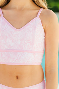 Girls: The Sun Finds You Pink Camo Two Piece Swimsuit