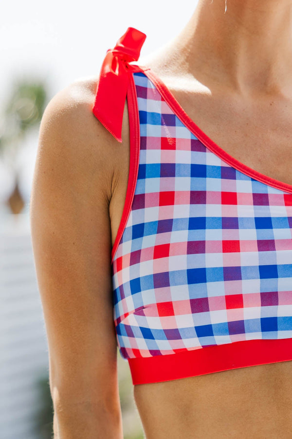 The East Coast Essential Red Gingham Bikini Top