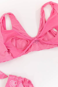NURSING COLLECTION: Sweet Summer Pink Embroidered Bikini Top