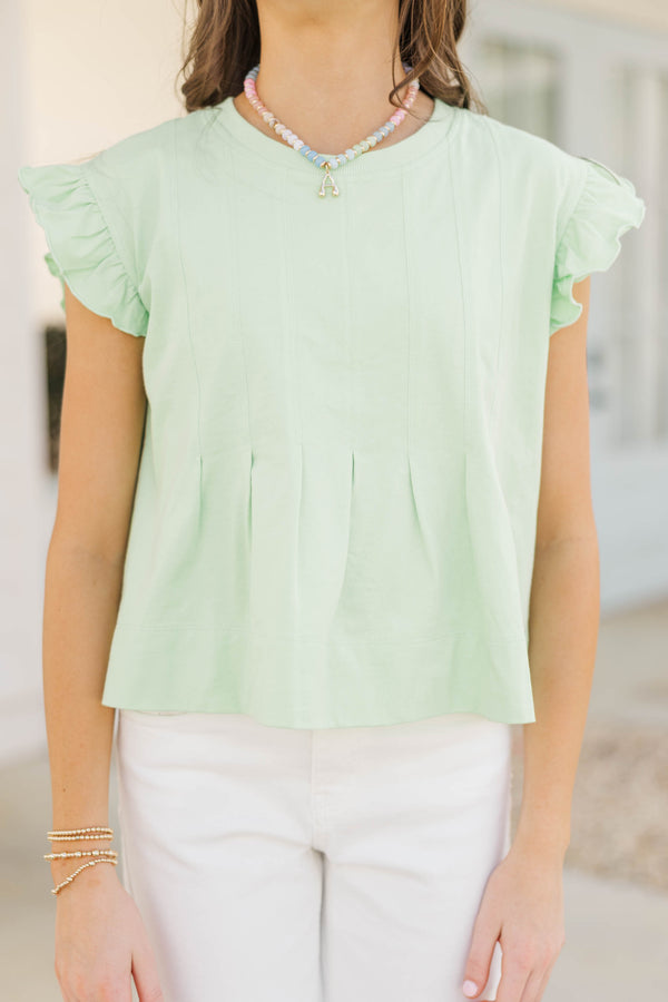 Girls: Sweet Daydream Mint Pleated Tee