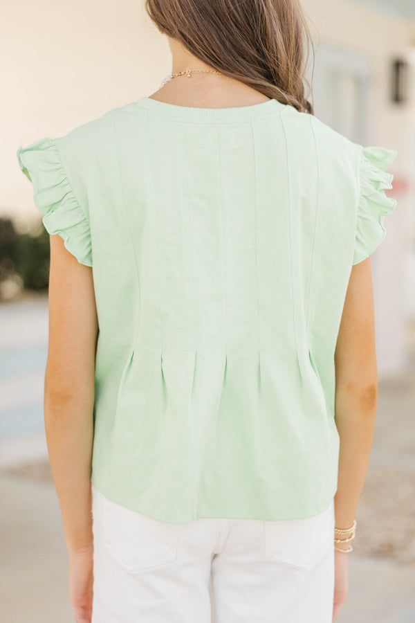 Girls: Sweet Daydream Mint Pleated Tee