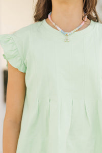Girls: Sweet Daydream Mint Pleated Tee