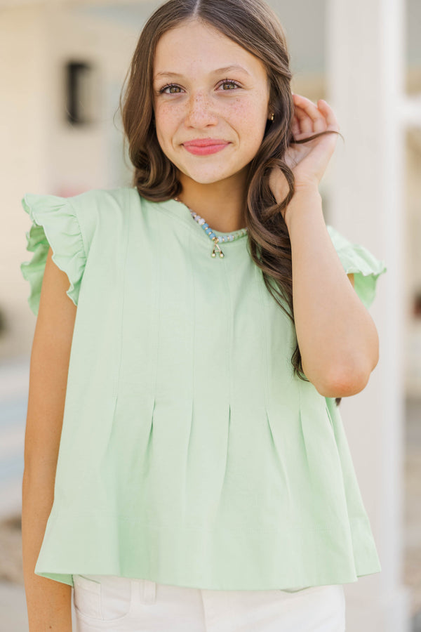 Girls: Sweet Daydream Mint Pleated Tee