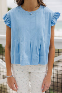 Girls: Sweet Daydream Blue Pleated Tee