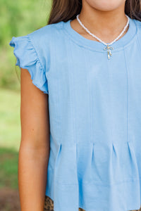Girls: Sweet Daydream Blue Pleated Tee