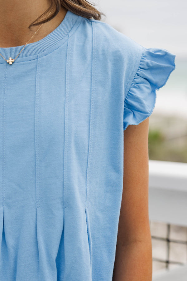 Girls: Sweet Daydream Blue Pleated Tee