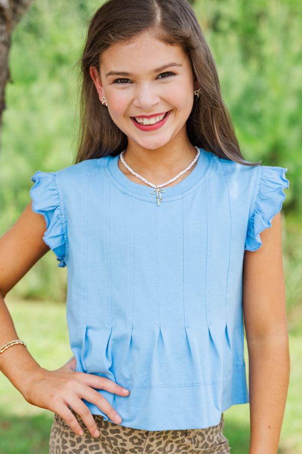 Girls: Sweet Daydream Blue Pleated Tee