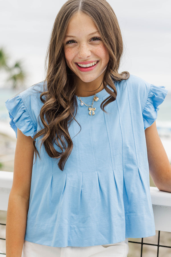 Girls: Sweet Daydream Blue Pleated Tee