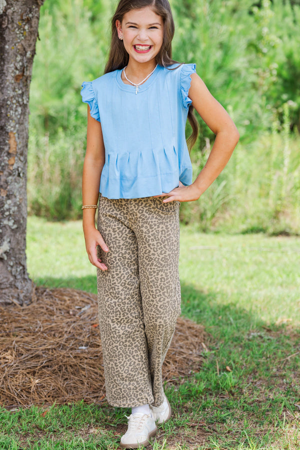 Girls: Sweet Daydream Blue Pleated Tee