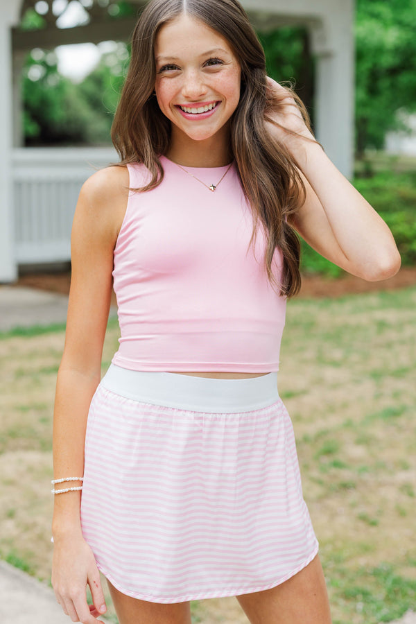Girls: Just Keep Going Pink Long Crop Tank