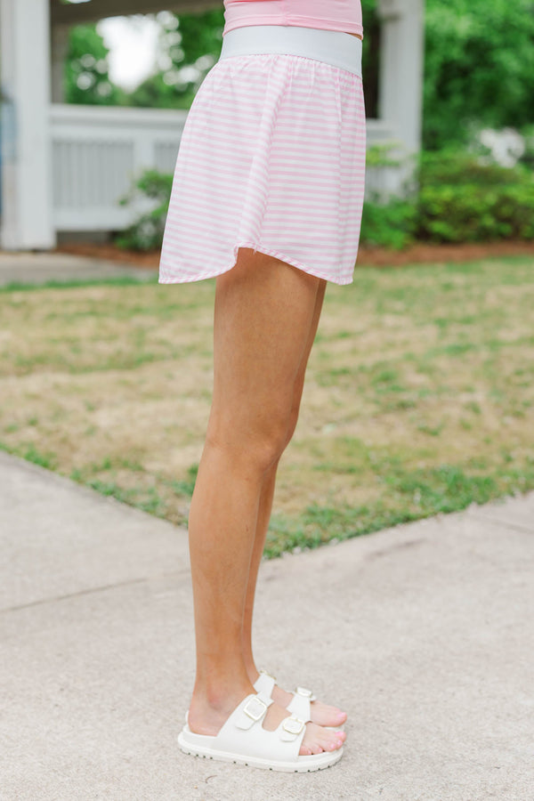 Girls: A Girly Look Pink Striped Athletic Skort