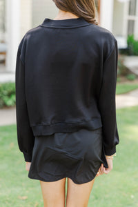 Girls: Seize The Day Black Cropped Mockneck Patch Pullover