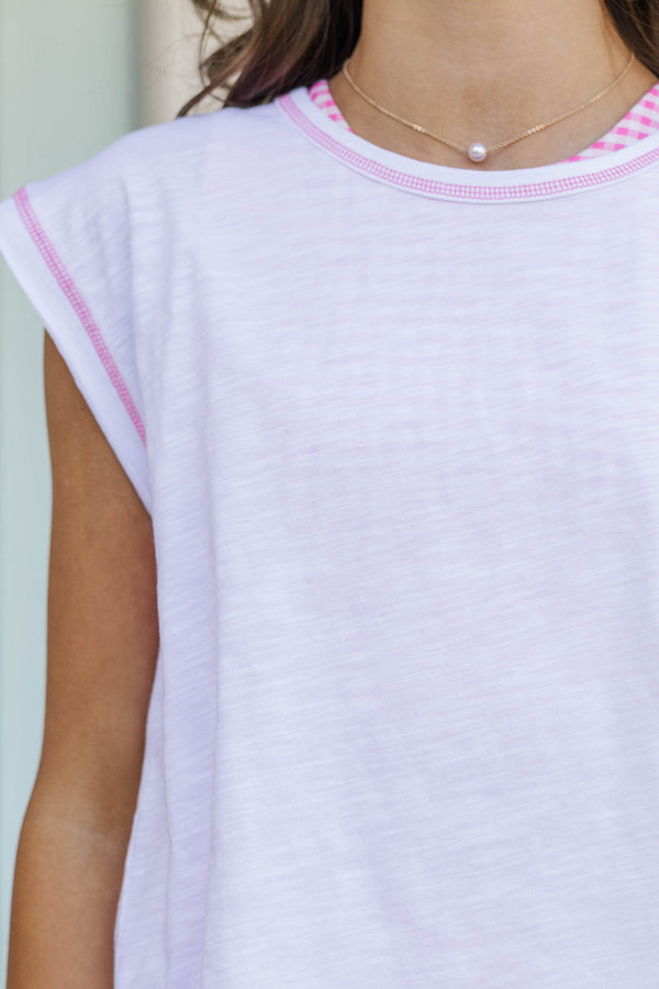 Girls: Victory Lap White Contrast Stitch Tee