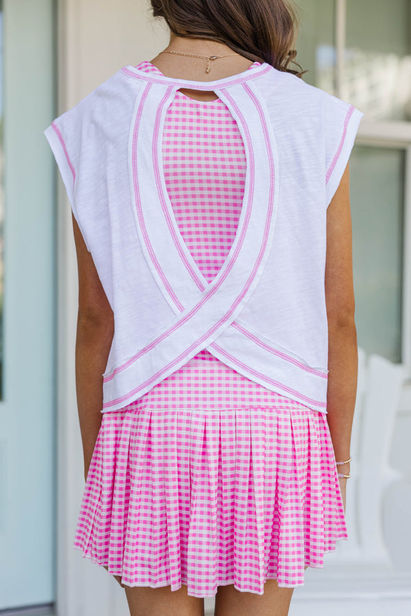 Girls: Victory Lap White Contrast Stitch Tee