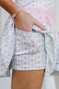 Girls: The Sadie Light Blue Mixed Print Skort