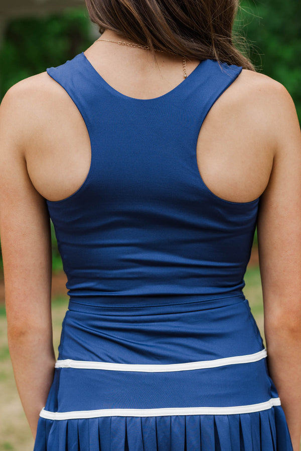 Girls: Just Keep Going Navy Long Crop Tank
