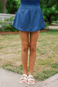 Girls: A Girly Look Navy Polka Dot Athletic Skort