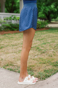 Girls: A Girly Look Navy Polka Dot Athletic Skort