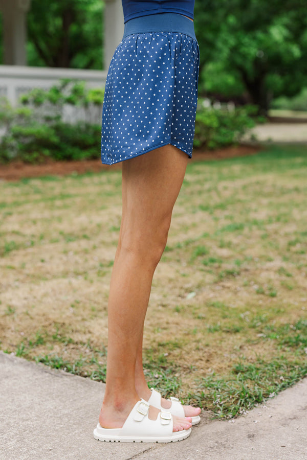 Girls: A Girly Look Navy Polka Dot Athletic Skort