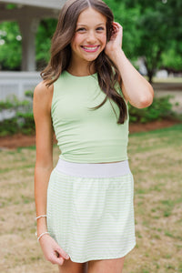 Girls: Just Keep Going Green Long Crop Tank