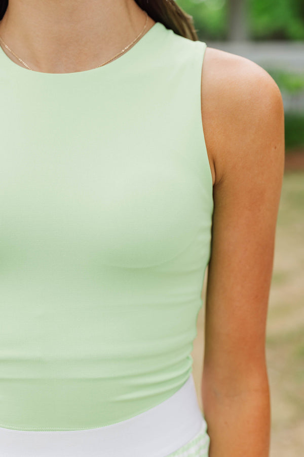 Girls: Just Keep Going Green Long Crop Tank