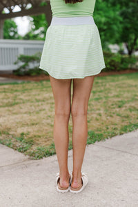 Girls: A Girly Look Green Striped Athletic Skort