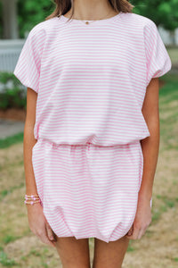 Girls: Simply Yours Pink Striped Bubble Tee