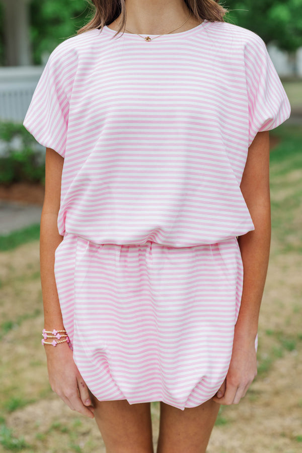 Girls: Simply Yours Pink Striped Bubble Tee