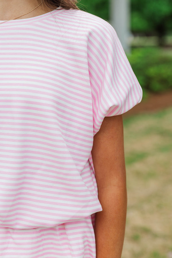 Girls: Simply Yours Pink Striped Bubble Tee