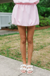 Girls: Follow Me Pink Striped Bubble Skort