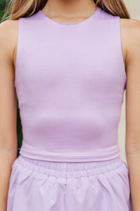 Girls: Just Keep Going Purple Long Crop Tank