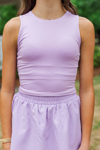 Girls: Just Keep Going Purple Long Crop Tank