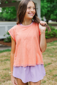Girls: Victory Lap Orange Contrast Stitch Tee