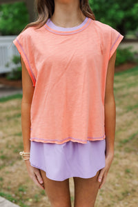 Girls: Victory Lap Orange Contrast Stitch Tee